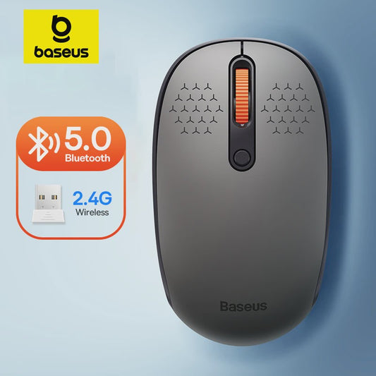Baseus Draadloze Muis: Bluetooth & 2.4GHz, 1600DPI, Stille Kliks - Perfect voor PC, MacBook & Tablet