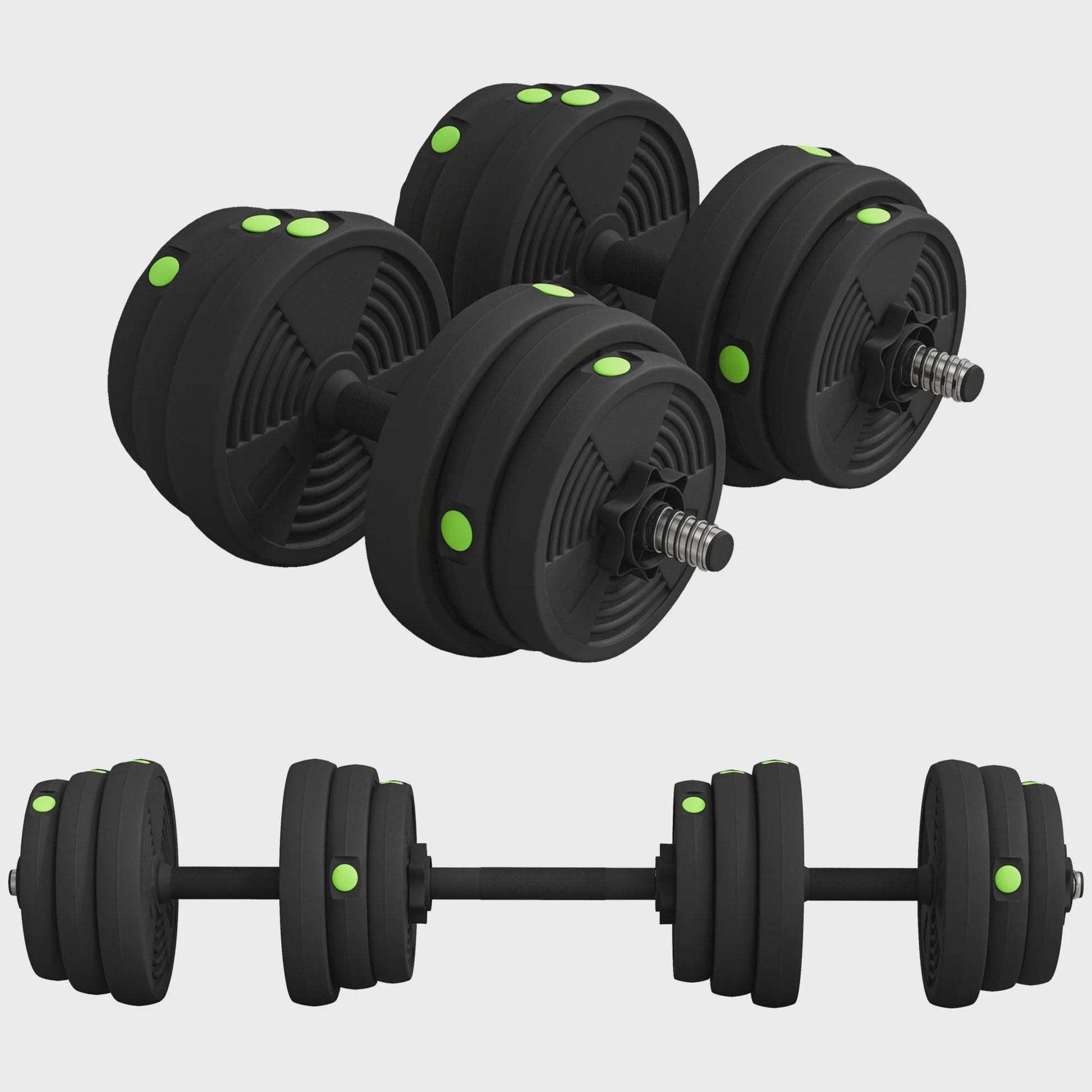 Verstelbare Dumbbell & Barbell Set (tot 25 KG) - 2-in-1 Fitness Gewichtenset met Antislip Handvatten