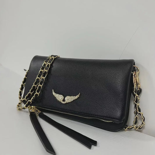 Luxe Dames Crossbody Tas met Ketting en Diamant Accent - Franse Stijl