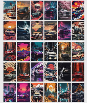 30-Delige Retro Auto Wall Collage Kit - Trendy Prints voor Tienerkamer & Woonkamer Decoratie