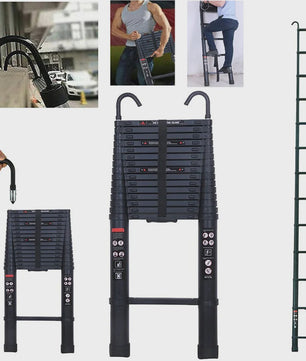 6.2M Telescopische Ladder - Zwaar Uitvoering Aluminium met Haken - 14 Treden