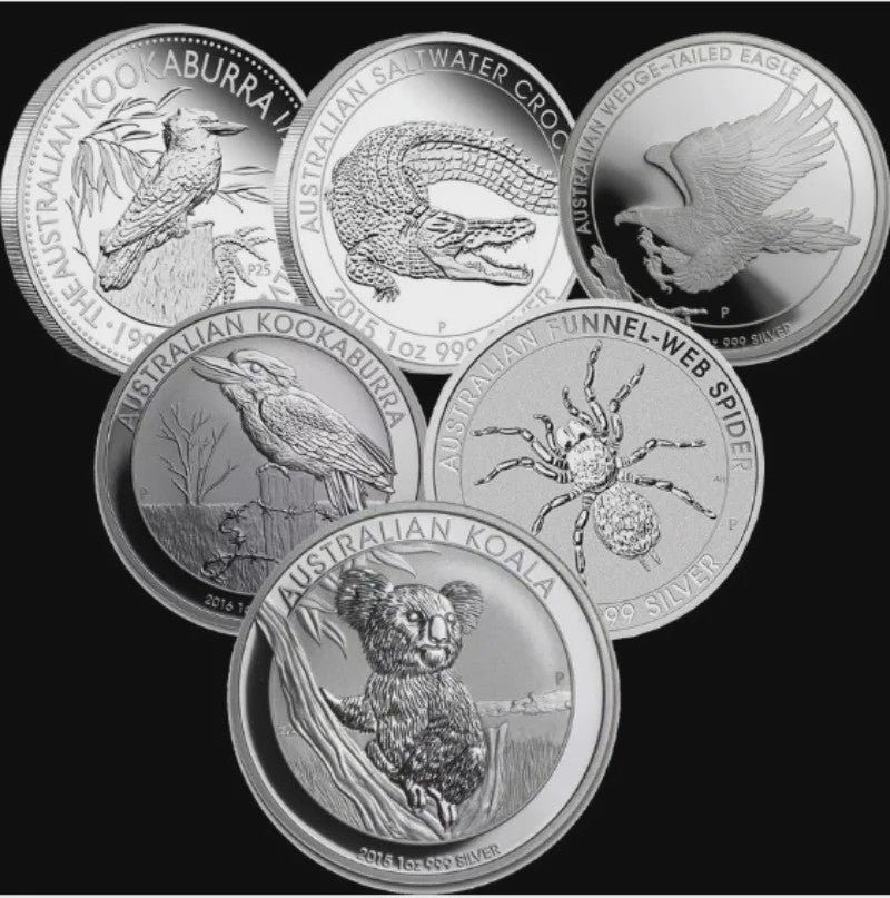 Zilveren Herdenkingsmunten: Koala, Kangoeroe, Adelaar, Krokodil - 1 OZ