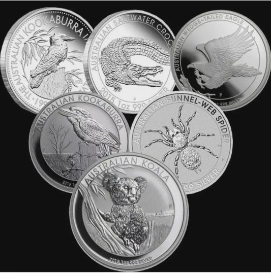 Zilveren Herdenkingsmunten: Koala, Kangoeroe, Adelaar, Krokodil - 1 OZ