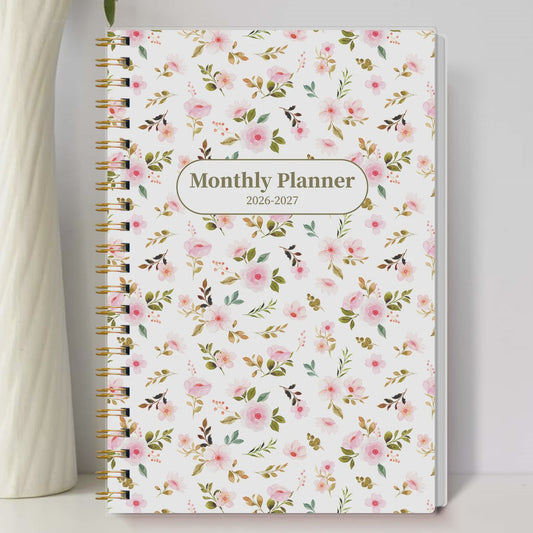 Bloemen A5 Planner 2026-2027: Week & Maand Overzicht, Spiraalbinding, Notities & Agenda