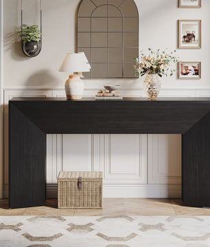 Extra Lange Zwarte Houten Console Tafel (160 cm) - Stijlvolle Entree & Woonkamer Tafel