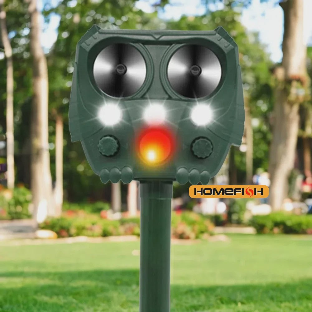 Solar Dier Afweerder Ultrasoon met LED Verlichting - Honden, Katten & Vogels Verjagen