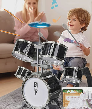 Mini Drumstel voor Kinderen - Rode Electroplated Beginnersset - Perfect voor Thuis Oefenen