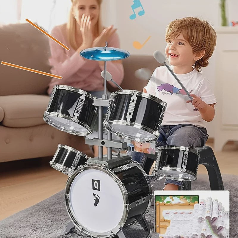 Mini Drumstel voor Kinderen - Rode Electroplated Beginnersset - Perfect voor Thuis Oefenen