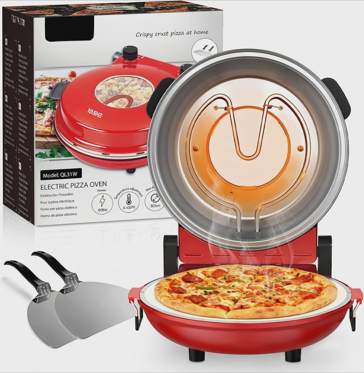 Elektrische Pizzaoven met Pizzasteen - Snel & Verstelbare Temperatuur