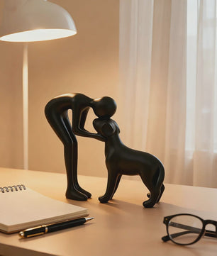 Abstracte Beeldjes: Mens & Hond Vriendschap - Decoratie voor Huis & Kantoor
