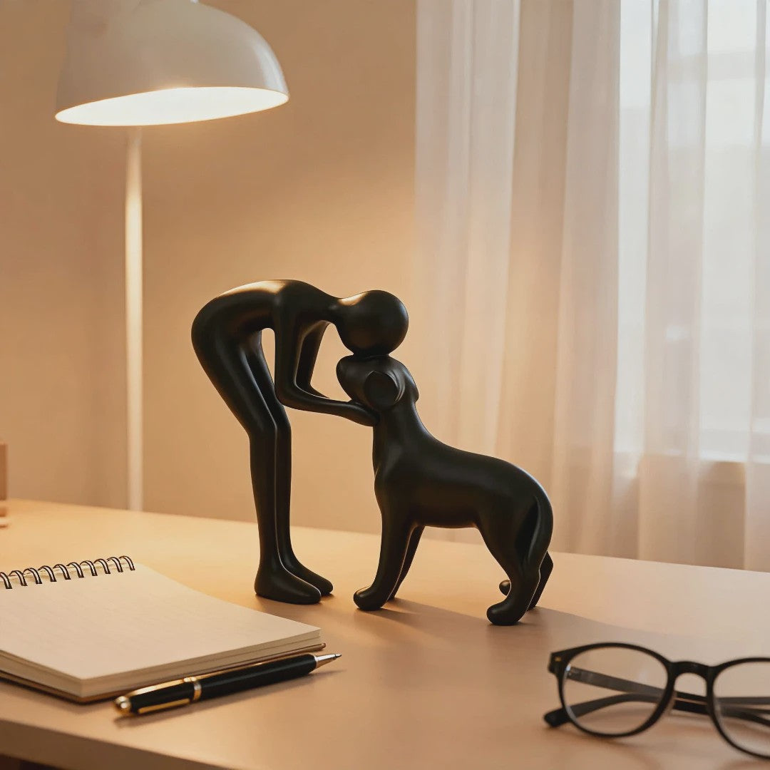 Abstracte Beeldjes: Mens & Hond Vriendschap - Decoratie voor Huis & Kantoor