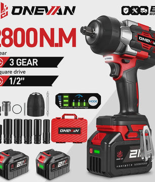 ONEVAN Brushless Elektrische Slagschroevendraaier 2800W - 2800 Nm, 1/2 Inch, Makita 18V Compatibel