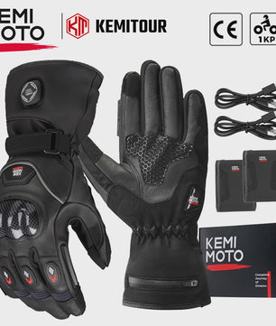 KEMIMOTO Elektrische Motorhandschoenen - Waterdicht, Verwarmd met Touchscreen & CE-certificering