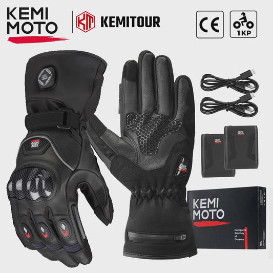 KEMIMOTO Elektrische Motorhandschoenen - Waterdicht, Verwarmd met Touchscreen & CE-certificering