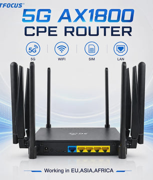 OPTFOCUS 5G CPE Router AX1800 WiFi 6 met 10 Antennes - Hoge Snelheid Draadloze Modem