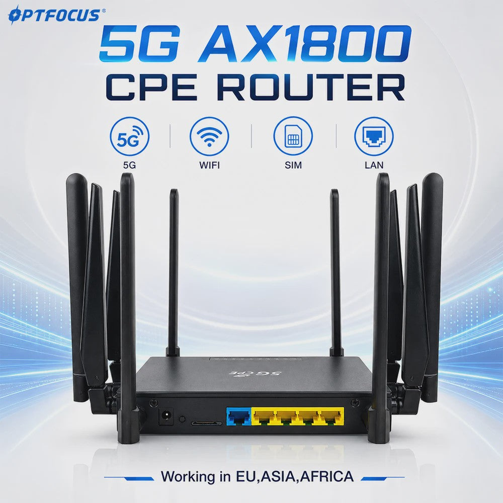 OPTFOCUS 5G CPE Router AX1800 WiFi 6 met 10 Antennes - Hoge Snelheid Draadloze Modem