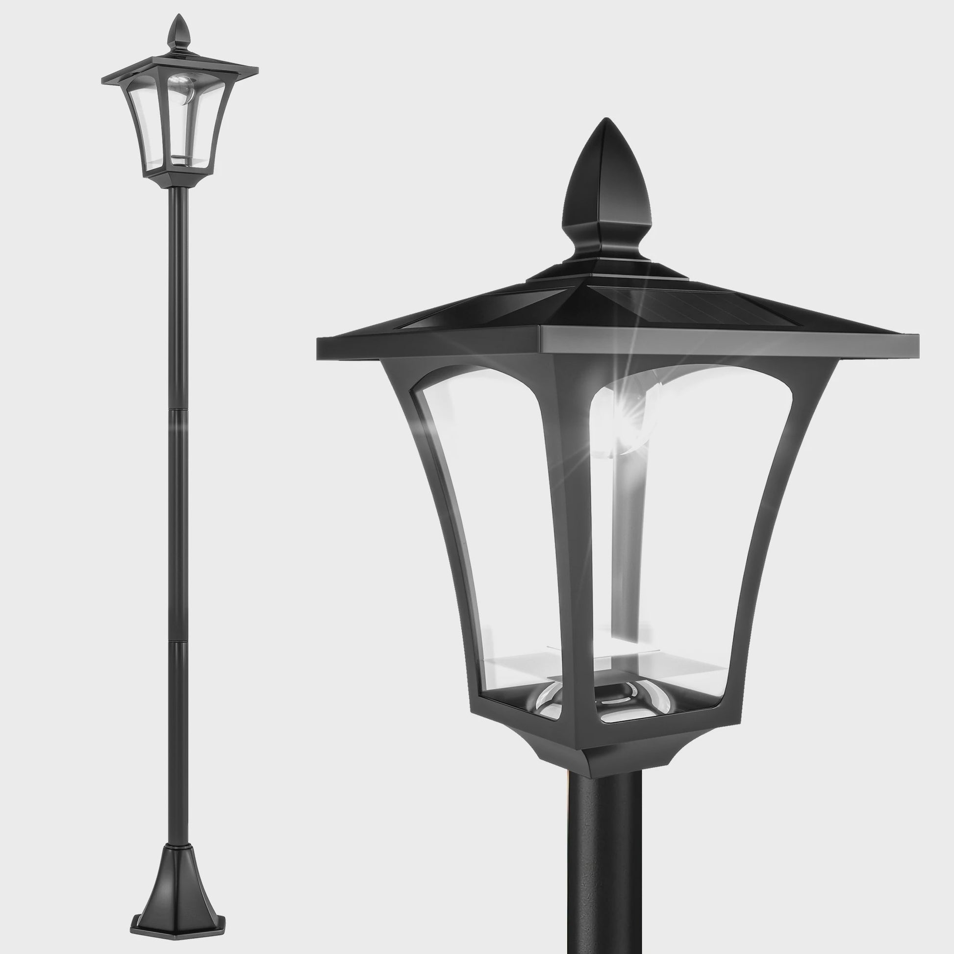 Sfeervolle Zonne-energie Buitenlamp Klassiek Model - 160cm Hoog - Zwart