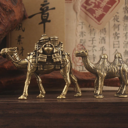 Vintage Messing Kameel Beeldje - Decoratief Miniatuur Dierenbeeld voor Bureau en Huis