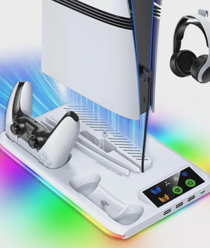 PS5 Accessoire Station: Koeler, Lader & RGB Verlichting voor PS5, PS5 Slim & PS5 Pro