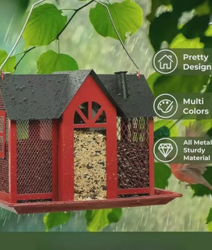 Hangend Vogelvoederhuisje met Grote Capaciteit - IJzeren Voederstation voor Tuin & Buiten