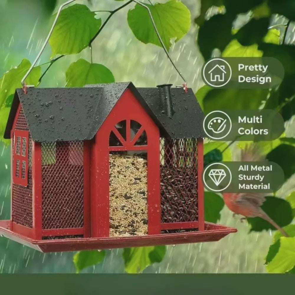 Hangend Vogelvoederhuisje met Grote Capaciteit - IJzeren Voederstation voor Tuin & Buiten