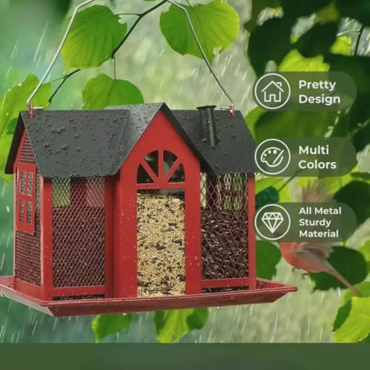 Hangend Vogelvoederhuisje met Grote Capaciteit - IJzeren Voederstation voor Tuin & Buiten