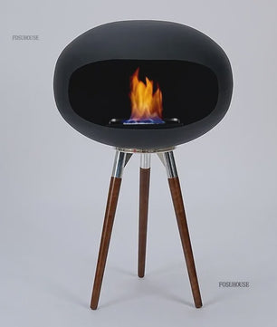 Moderne Design Bio-ethanol Haard op Houten Poten - Stijlvolle Sfeerhaard