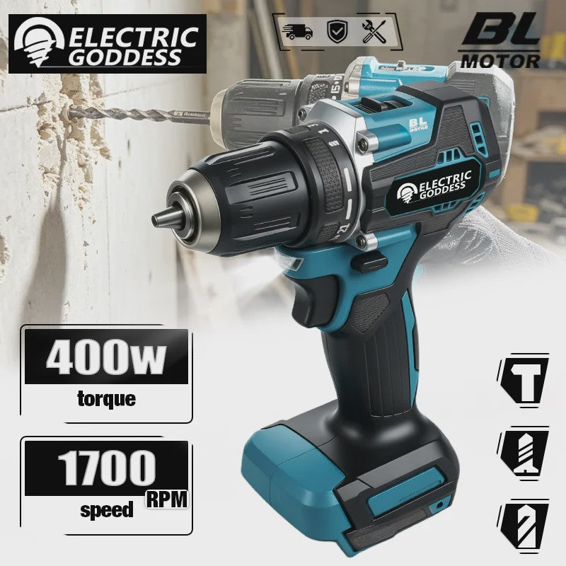Krachtige Brushless Accuboormachine 1700 RPM - 10mm Klauw - Compatibel met Makita 18V Accu
