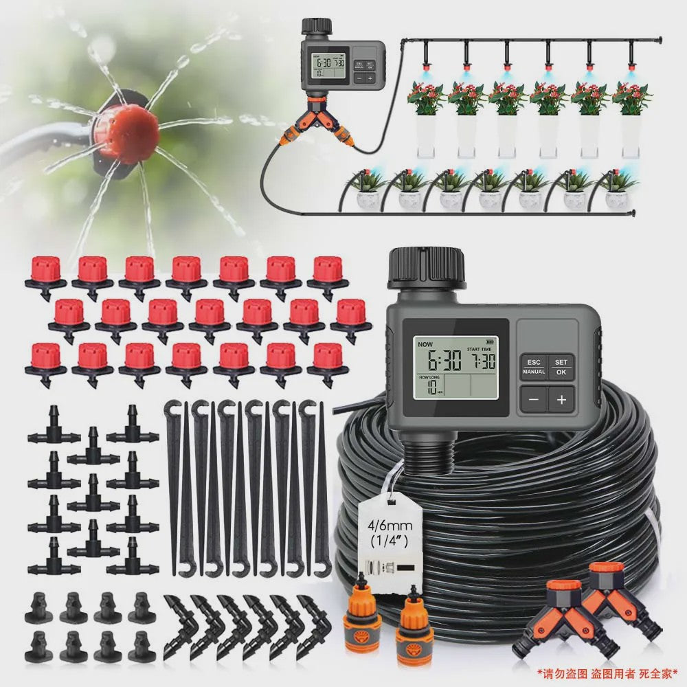 Automatisch Tuin Bewateringssysteem met LCD Timer & Instelbare Sproeiers (30-5m)