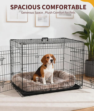 Dubbeldeurs Metalen Hondenkennel 24-48 inch - Inklapbaar met Uitneembare Tray