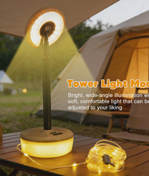 2-in-1 Campinglamp met Sfeervolle Lichtketting - Draagbaar & USB Oplaadbaar