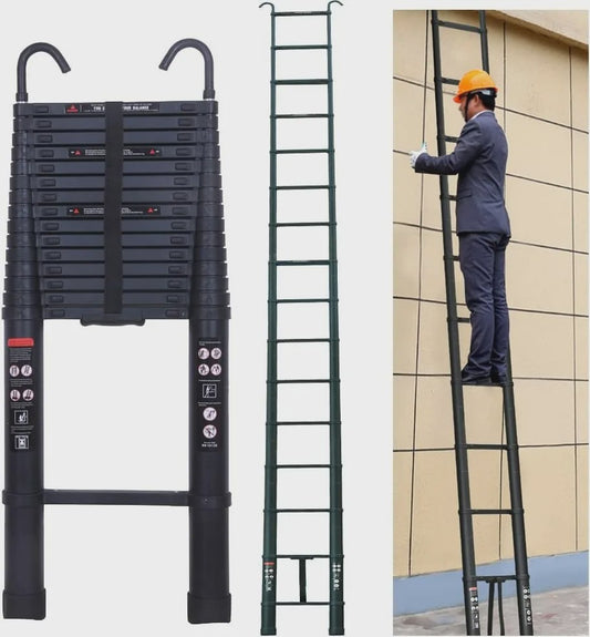 6.2M Telescopische Ladder met Haken - Aluminium, Inklapbaar, 150kg EN131