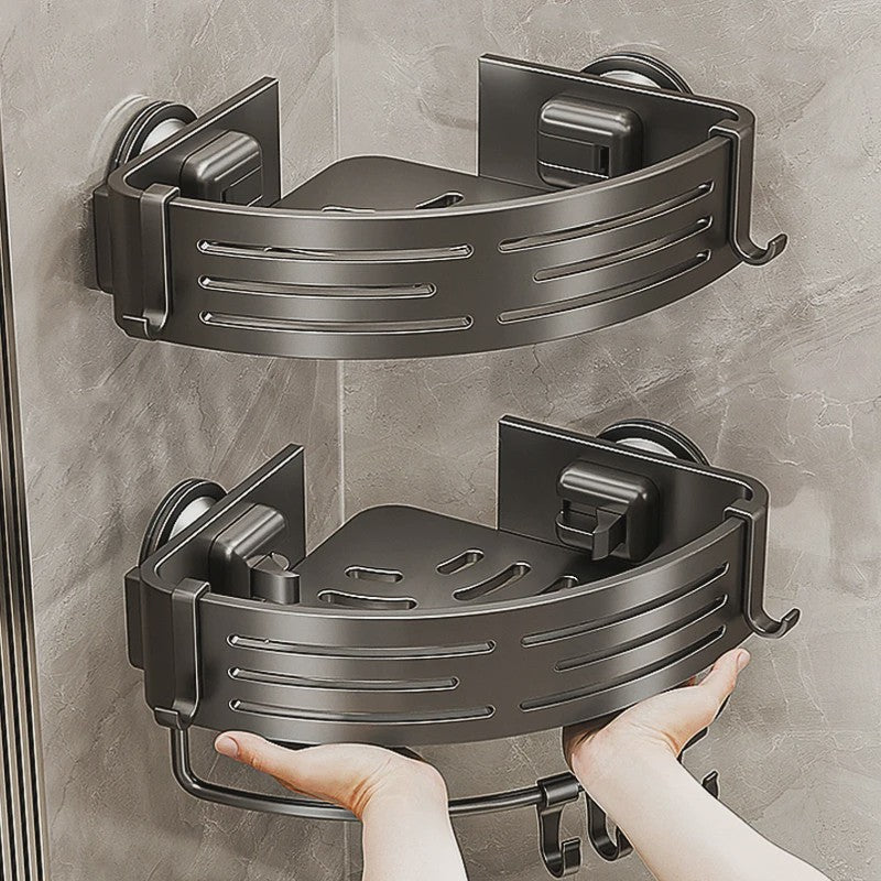 Aluminium Hoekplank Badkamer met Sterke Zuignap - Perforatievrije Wandmontage