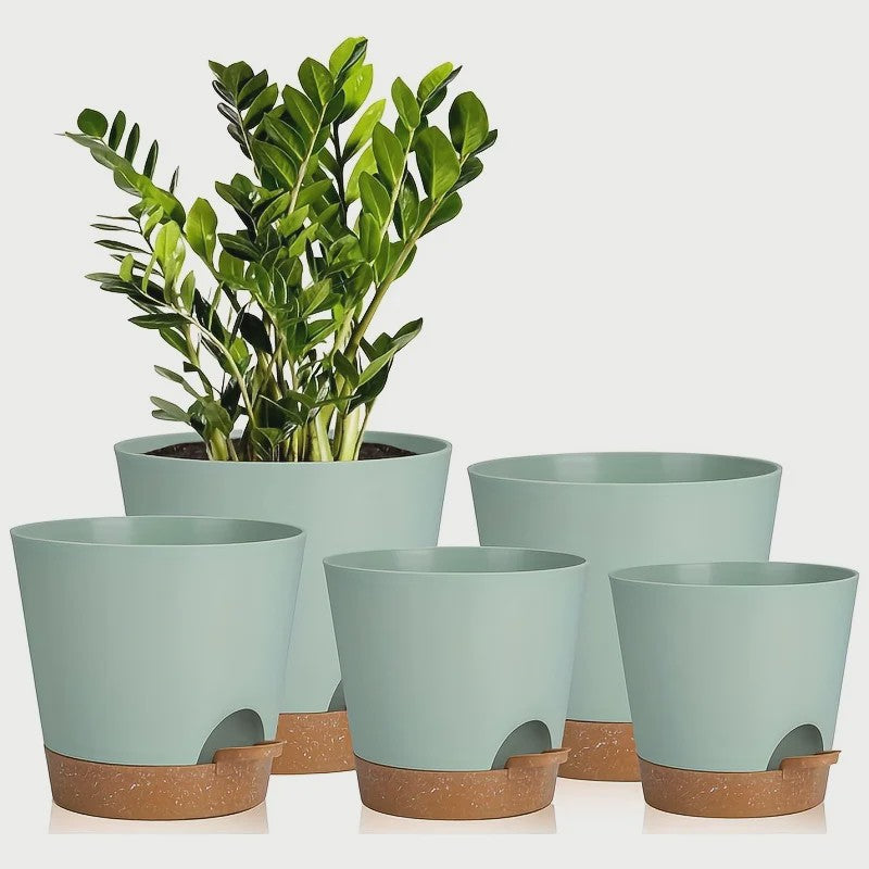 Set van 5 Zelfwaterende Plantenpotten voor Binnen - Diverse Maten (5-7 Inch)