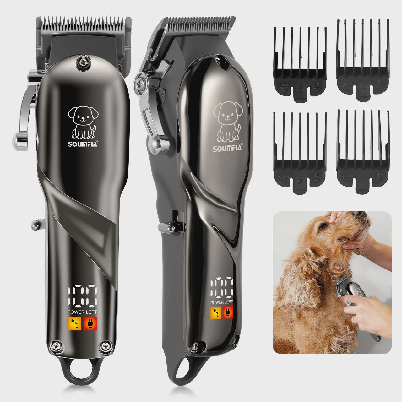Solimpia Professionele Hond & Kat Trimmer - Krachtige 6500RPM Motor, USB Oplaadbaar, 180 Min Gebruikstijd, Stille Werking