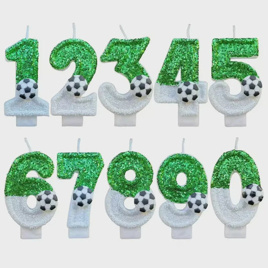 Voetbal Cijfer Kaarsen - Glitter & Graduele Kleurverandering - Verjaardag Decoratie