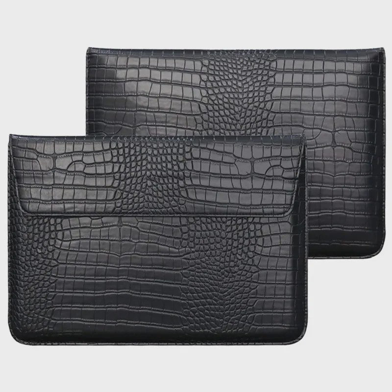 Luxe Croco Leren Laptop Sleeve & Stand voor MacBook Air/Pro 13-16 Inch