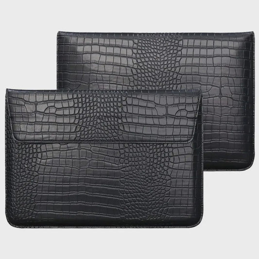 Luxe Croco Leren Laptop Sleeve & Stand voor MacBook Air/Pro 13-16 Inch