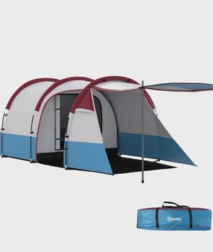 Outsunny Tunnel Tent voor 2 Personen met Luifel - Ideaal voor Camping & Tuin