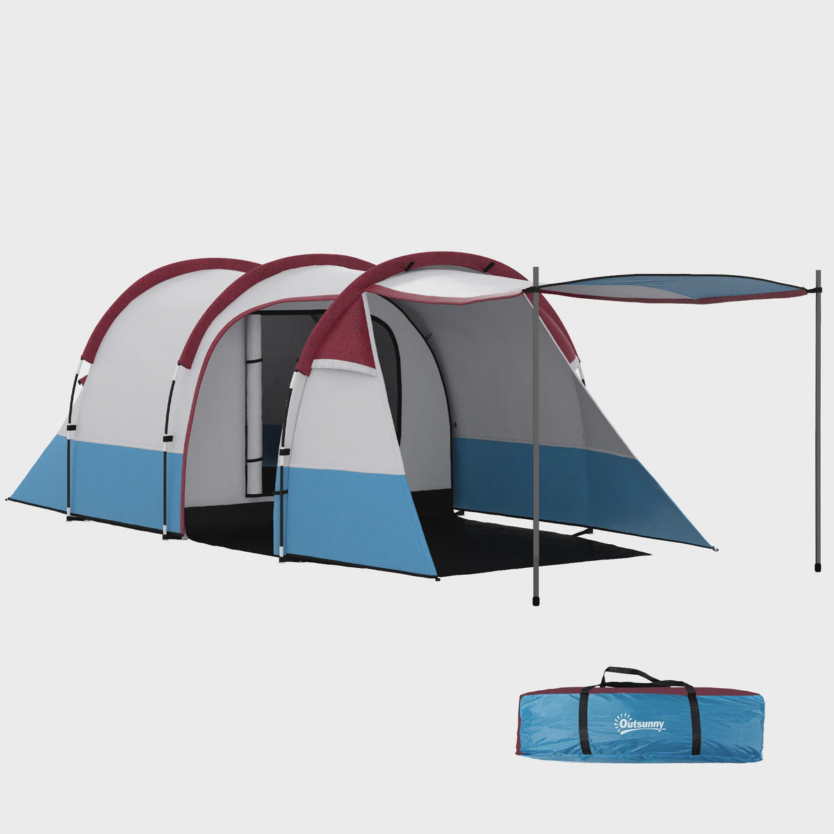 Outsunny Tunnel Tent voor 2 Personen met Luifel - Ideaal voor Camping & Tuin