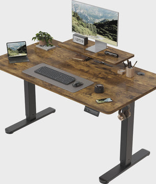 Devoko Elektrisch Inhoogte Verstelbaar Bureau 120x60cm met Monitorstandaard & Geheugenfuncties - Ergonomisch Sta-Buro (Wit)