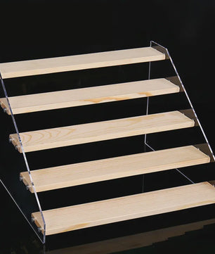 Houten Display Rek met Acryl Plateaus - 2 tot 7 Lagen voor Actiefiguren & Verzamelingen