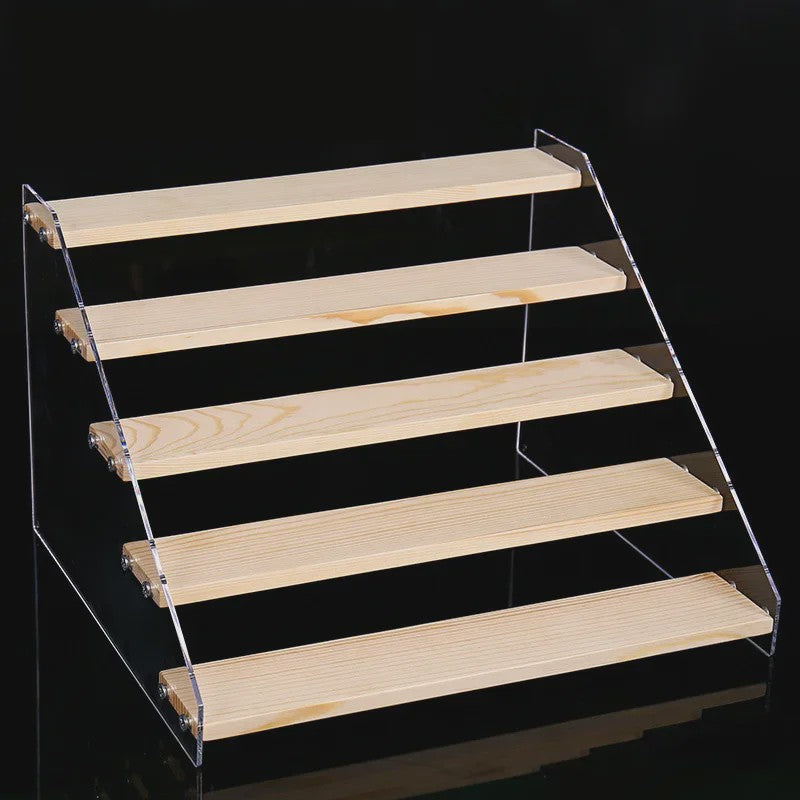 Houten Display Rek met Acryl Plateaus - 2 tot 7 Lagen voor Actiefiguren & Verzamelingen