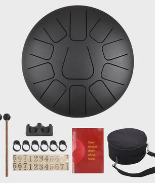 10 Inch Steel Tongue Drum met 11 Tonen - Inclusief Mallet, Vingerbeschermers en Draagtas