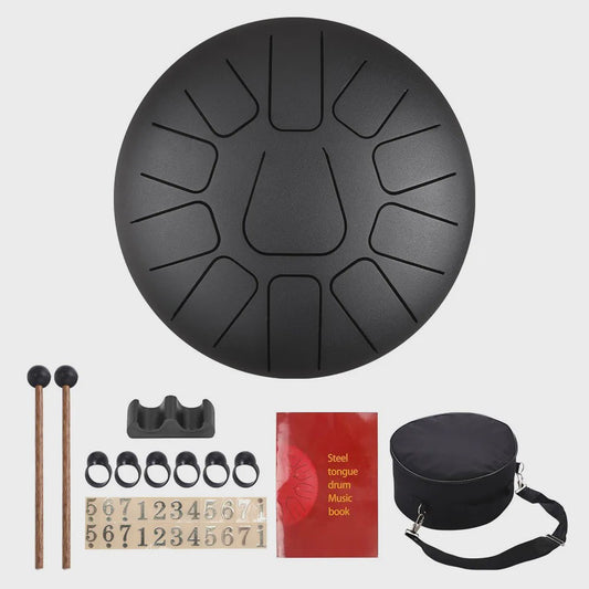 10 Inch Steel Tongue Drum met 11 Tonen - Inclusief Mallet, Vingerbeschermers en Draagtas