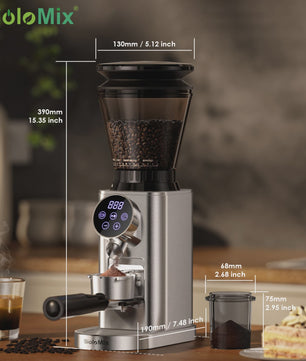 BioloMix Professionele Koffiemolen met 48 Instellingen en Timer voor Espresso, Filterkoffie & French Press
