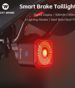 Intelligente Fiets Achterlicht met Remdetectie, Digitaal Display & Automatische Start/Stop