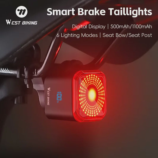Intelligente Fiets Achterlicht met Remdetectie, Digitaal Display & Automatische Start/Stop