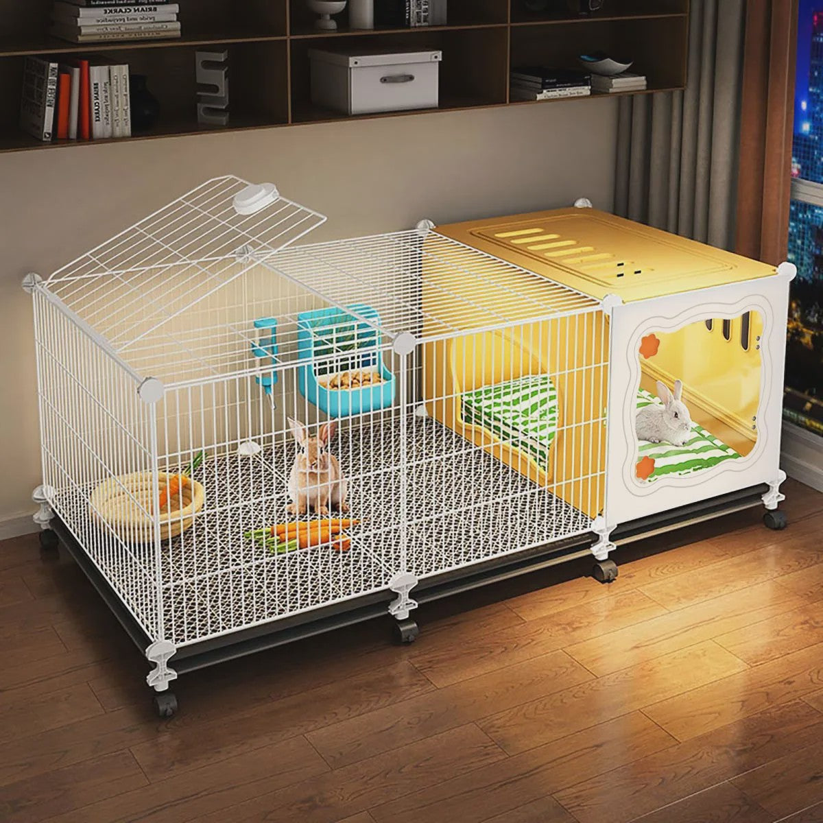 Ruime Kooi voor Konijnen & Cavia's - Multifunctioneel met Schoonmaakbasis & Verstophoek