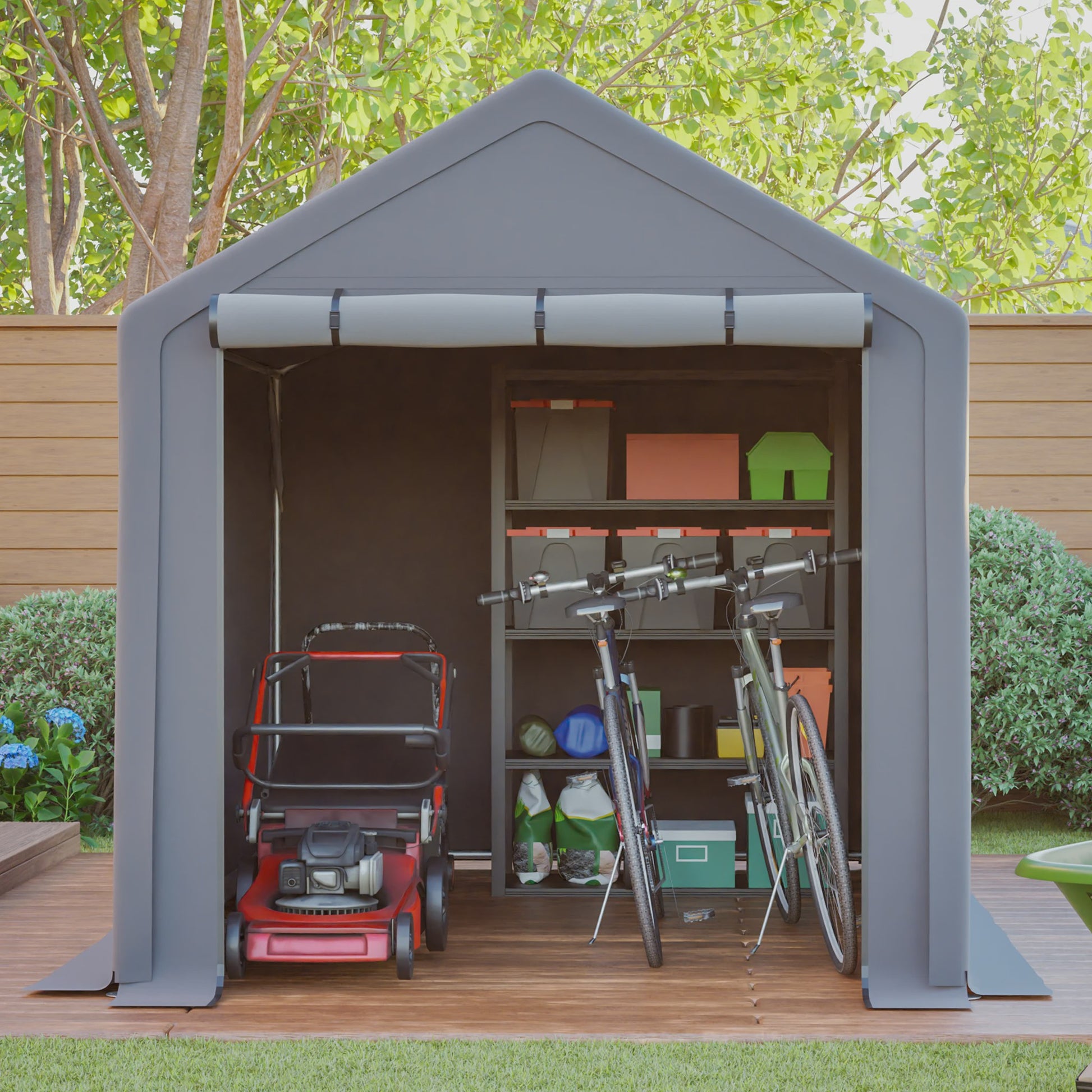 Ruime Garage Carport 190x296x200cm - Waterdichte Stalen Berging met Roldeur